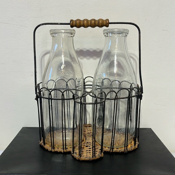 Vintage Milk Jar Holder & Jars - Picture 9 of 9